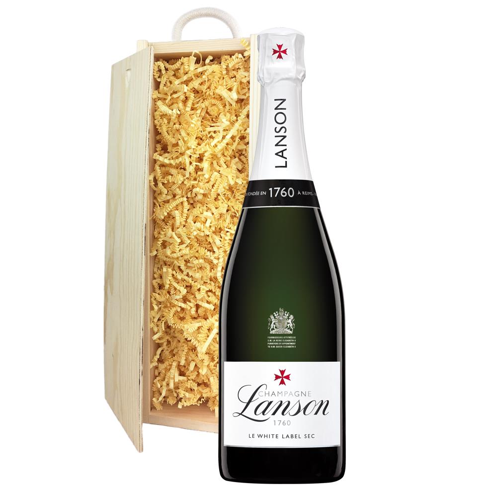 Lanson Le White Label Sec Champagne 75cl In Pine Gift Box